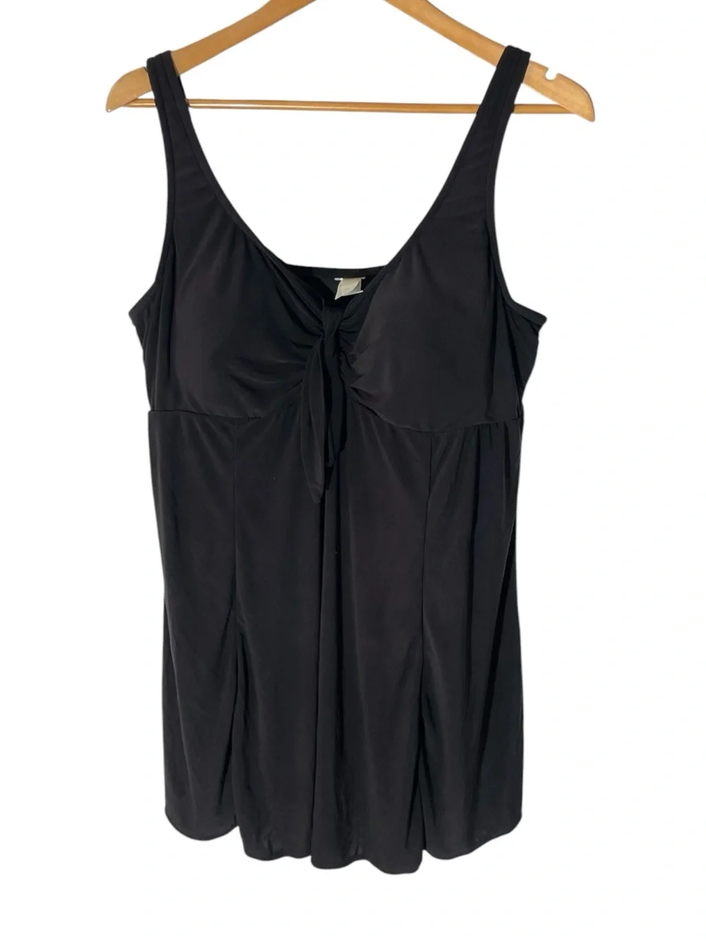 E3- Bal Harbour Black Women's 1PC Swim Dress with Front Tie